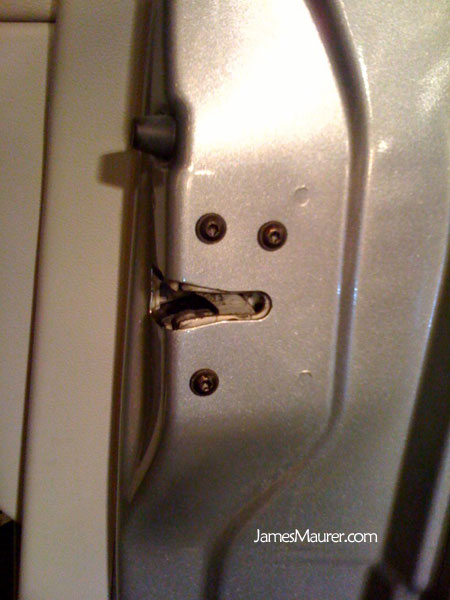 Car door latch stuck in closed position - door won't shut or stay closed