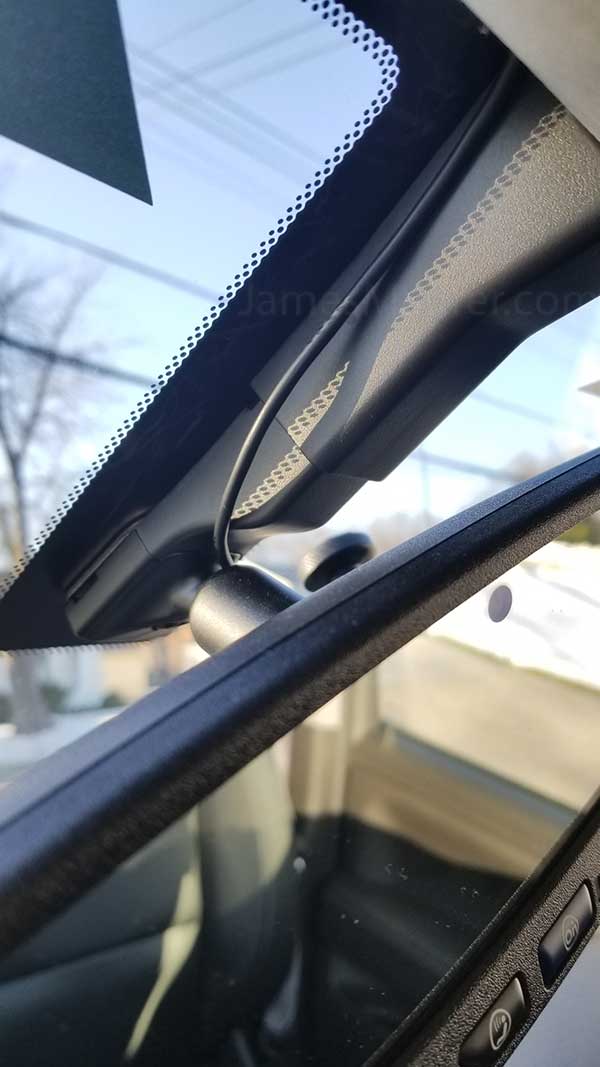 Parking mode cable routed near GMC rear view mirror position