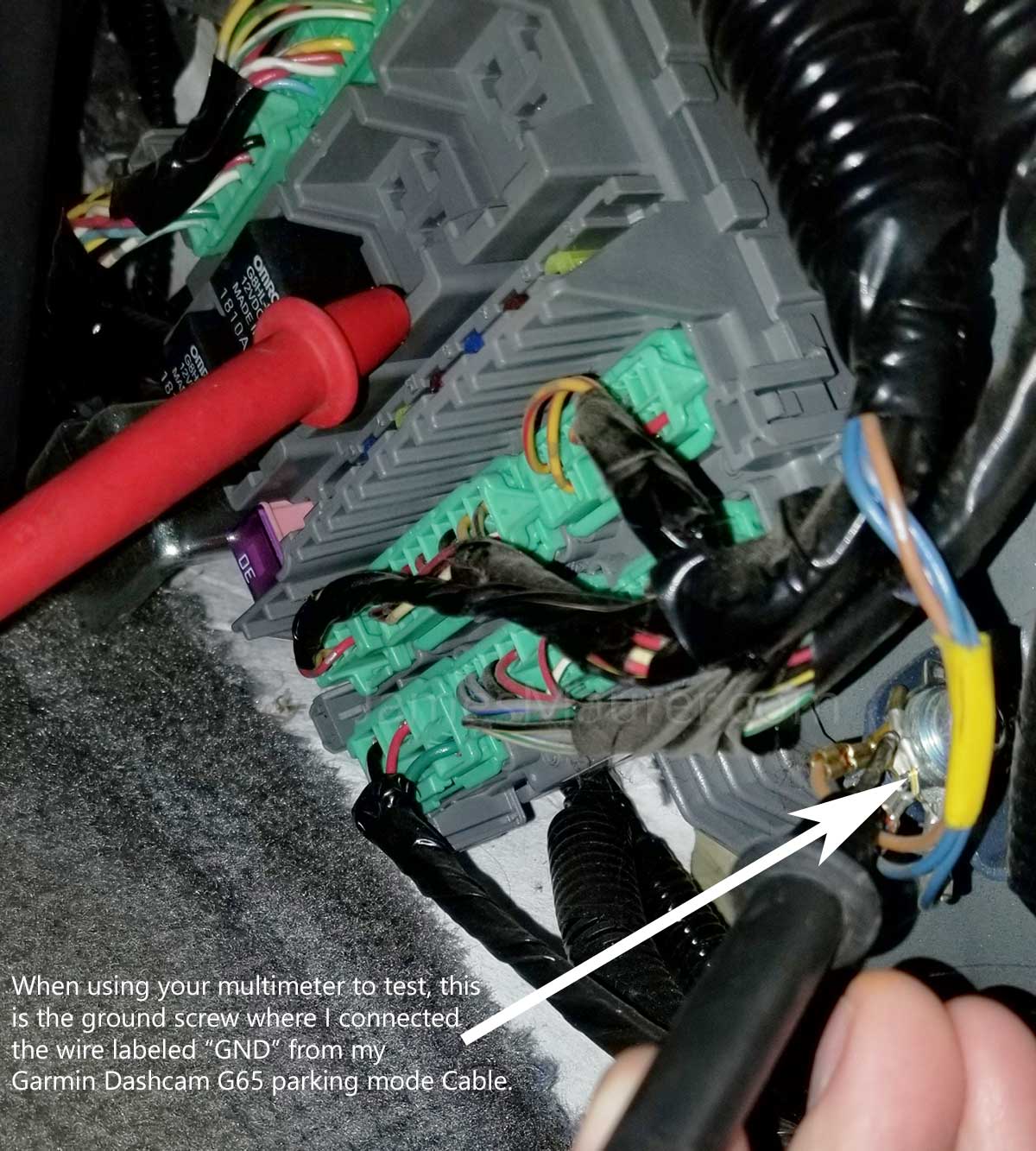 GND wire attached to ground screw near Honda Odyssey fuse box