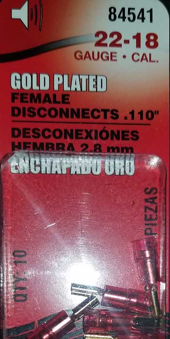 22-18 AWG 110 female spade connector used for dash cam parking mode cable GMC install
