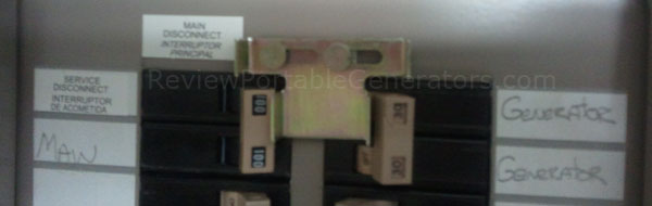 Manual transfer switch panel installed beside the main electrical panel