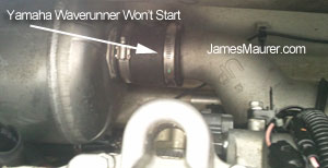 Smoke inside Yamaha Waverunner hull from disconnected exhaust pipe